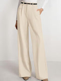 Solid color high-waisted suit pants