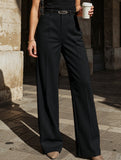 Solid color high-waisted suit pants
