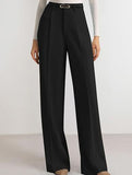 Solid color high-waisted suit pants