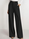Solid color high-waisted suit pants