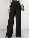 Solid color high-waisted suit pants