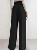 Solid color high-waisted suit pants