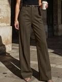 Solid color high-waisted suit pants