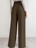 Solid color high-waisted suit pants