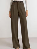 Solid color high-waisted suit pants
