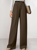Solid color high-waisted suit pants