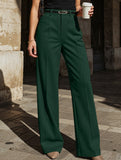 Solid color high-waisted suit pants