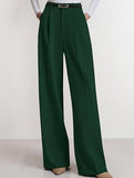 Solid color high-waisted suit pants