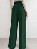 Solid color high-waisted suit pants