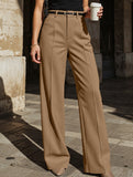 Solid color high-waisted suit pants