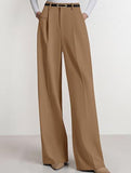 Solid color high-waisted suit pants