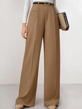 Solid color high-waisted suit pants