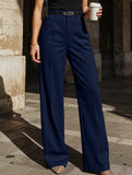 Solid color high-waisted suit pants