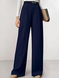 Solid color high-waisted suit pants