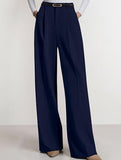 Solid color high-waisted suit pants