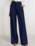 Solid color high-waisted suit pants