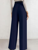 Solid color high-waisted suit pants