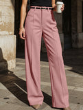 Solid color high-waisted suit pants