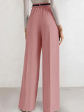 Solid color high-waisted suit pants