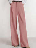 Solid color high-waisted suit pants
