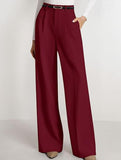 Solid color high-waisted suit pants
