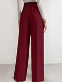 Solid color high-waisted suit pants