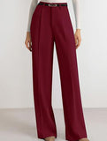 Solid color high-waisted suit pants