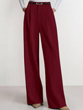 Solid color high-waisted suit pants