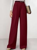 Solid color high-waisted suit pants