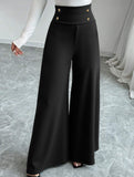 Casual flowy floor-length straight-leg pants