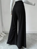 Casual flowy floor-length straight-leg pants