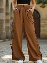 Bow-knot drawstring athletic casual pants