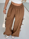 Bow-knot drawstring athletic casual pants