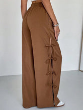 Bow-knot drawstring athletic casual pants