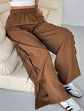 Bow-knot drawstring athletic casual pants