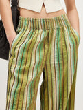 Loose-fitting high-waisted striped wide-leg pants