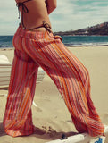 Loose-fitting high-waisted striped wide-leg pants