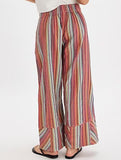 Loose-fitting high-waisted striped wide-leg pants