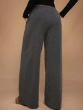 Casual fleece-lined loose wide-leg trousers