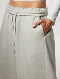 Casual fleece-lined loose wide-leg trousers