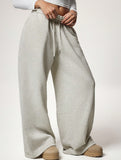 Casual fleece-lined loose wide-leg trousers