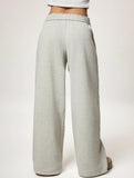 Casual fleece-lined loose wide-leg trousers