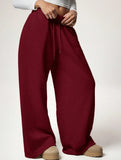 Casual fleece-lined loose wide-leg trousers