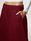 Casual fleece-lined loose wide-leg trousers