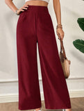 Casual high-waisted slimming wide-leg pants