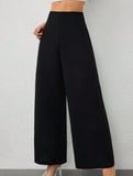 Slimming wide-leg pants for commuting