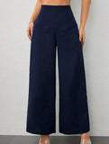 Slimming wide-leg pants for commuting