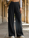 Cross-pleated high-waisted loose-fitting trousers