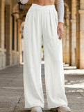 Cross-pleated high-waisted loose-fitting trousers