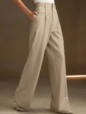 Versatile straight-leg floor-length suit pants